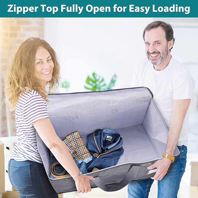 Fabspace Moving Bags Heavy Duty with Strong Zippers and Handles Collapsible Moving Supplies, Storage Totes for Packing & Moving Storing 125L 8Pack