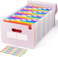 ABC life 26-Pocket Accordion File Organizer, Expanding File Folder, Letter/A4 Size Plastic Monthly Bill & Tax Receipt Holder with A-Z Tabs for Home, Office, Classroom - Pinkish Purple