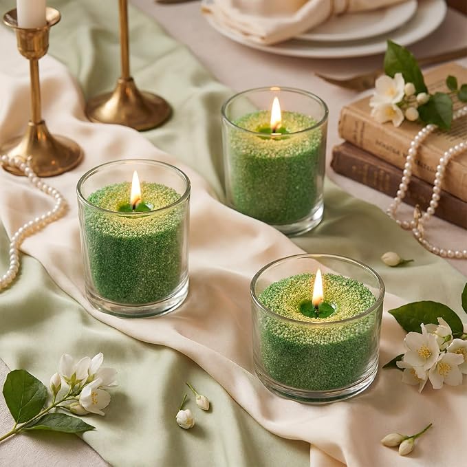 Pearled Scented Candle 2.2 lb Sand Wax Scented Sand Candle Mother's Day Kit for Women Love Gifts with Box 50 Wicks for Mother's Day Wife Couples Mother(Emerald Green,Sage Grapefruit)