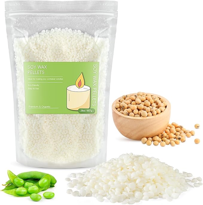 Panoata 2lb Natural Soy Wax Pellets – Clean-Burning Wax for Candle Making, Smooth Melting, No Additives, Eco-Friendly Bag for DIY Crafts & Scented Proje