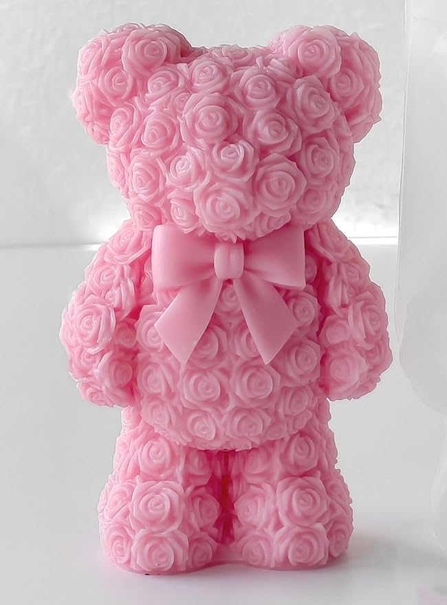 Rose Bear Heart Cylinder Candle & Resin Mold - Resin Casting Silicone Molds for Home Decor & Candle Making Wave Spiral Mold