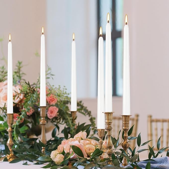 36 Pack White Taper Candles 10 Inch - Premium Unscented Dripless & Smokeless Long-Burning Candles for Wedding Decor, Fine Dining, Candelabras, Romantic Dinner, and Elegant Home Decor