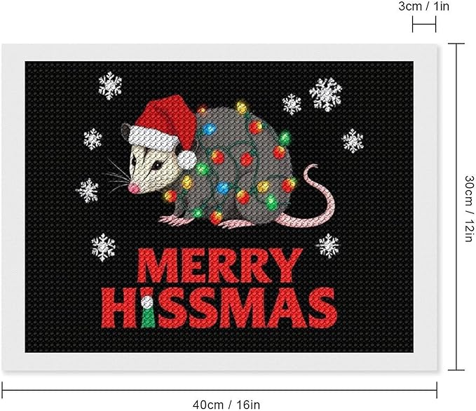 AIVKIEJK Diamond Painting Kits for Adults - Christmas Possum Merry Hissmas Painting DIY 5D Full Drill Diamond Dots Paintings with Diamonds Gem Art and Crafts Home Decor 12"x16"