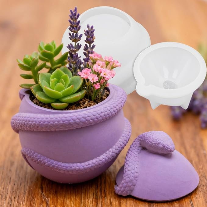 1Pc 3D Snake Egg Jar Resin Silicone Mold with Lid DIY Epoxy Casting Concrete Mold for Candle Making Halloween Home Table Decoration Candy Container Jewelry Storage Box Cosmetic Case Gifts