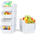 Skywin TidyFriend Stackable Storage Bins for Pantry, 4 Pack Stackable Bins For Organizing Food, Kitchen, and Bathroom Essentials (White)