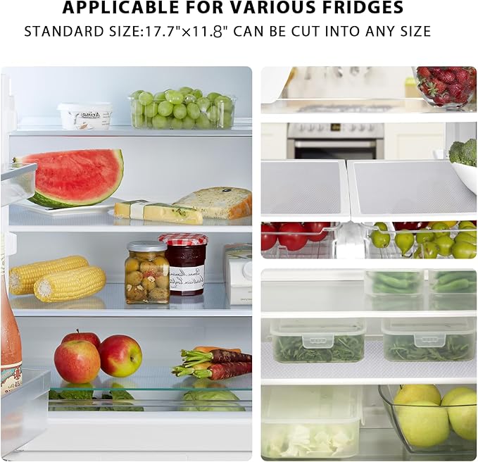 Aiosscd 7PCS Shelf Mats Refrigerator Liners Washable Refrigerator Pads Fridge Mats Drawer Placemats Home Kitchen Gadgets Accessories Organization for Top Freezer(White)