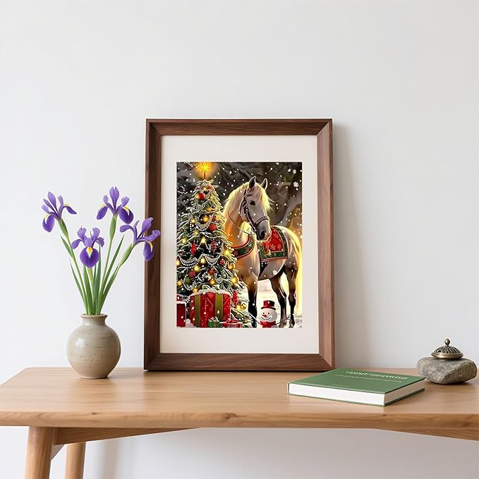 Skyboda Horse Diamond Art Kits for Adults Beginners, Christmas Tree Diamond Painting Kits for Adults,5D Full Drill DIY Diamond Dot Gem Art Kit Wall Home Decor Arts Craft 12x16 inch