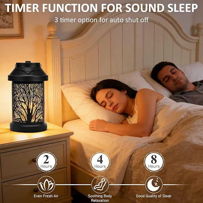 Candle Warmer Lamp - Vintage Candle Warmer Lantern with Timer & Dimming Function, Electric Candle Lamp Warmer Home Bedroom Decor Wax Melt Warmer Birthday Gifts for Women Mom (2 Bulbs Included)