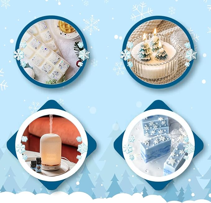 WUSEONY Winter Essential Oil for Diffusers Home, Holiday Fragrance Oils Set, Scented Oil Gift Set for Candle Soap Making - Christmas Wreath, Gingerbread, Mistletoe, Peppermint, Cinnamon, Hot Chocolate