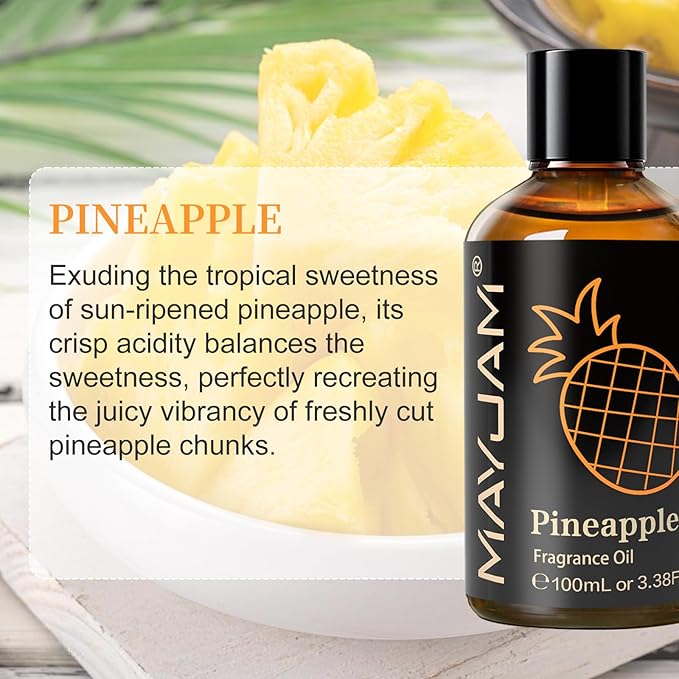 MAYJAM 100ML/3.38FL.OZ Pineapple Fragrance Oils with Glass Dropper, Essential Oils for Diffusers for Home, Long Lasting Scented Oils for Diffusers Soap Candle Making