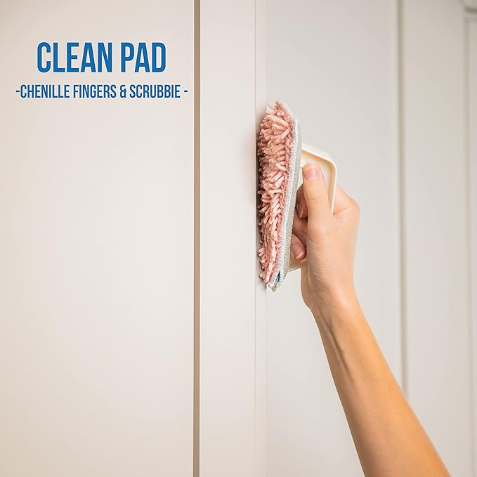 Don Aslett’s Scrub & Switch Combo Set | Dual-Sided Scrub, Clean, and Polish Sponges Included | Handheld Tool for Extra Scrubbing Power | Reusable and Machine Washable