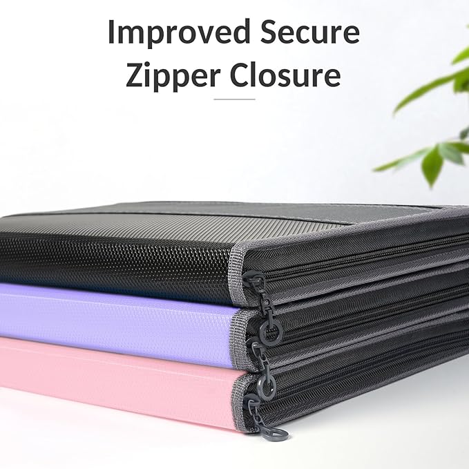 Sooez Accordion File Organizer with Safe Zipper, 8 Pocket Expanding File Folder with Front Pencil Pouch, Portable Monthly Paper Bill Tax Receipt Organizer, School Office Supplies, Light Pink