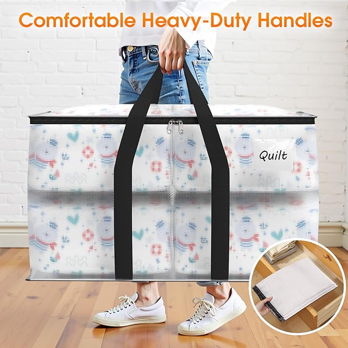 Fab totes Moving Bags Extra Heavy Duty Oversized Storage Bags with Reinforced Handle and Double Zippers,Moving Supplies Totes for Storage Packing Dorm Room Essentials Alternative to Moving Boxes