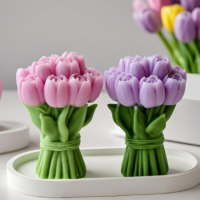 Tulip Candle Silicone Molds Resin Casting Mould for DIY Flower Shaped Candles Polymer Clay Craft Plaster Home Decoration