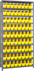 Quantum Storage Systems 1875-203YL Store More Steel Shelving Unit with 6" Shelf Bins, 18" D x 36" W x 75" H, Yellow