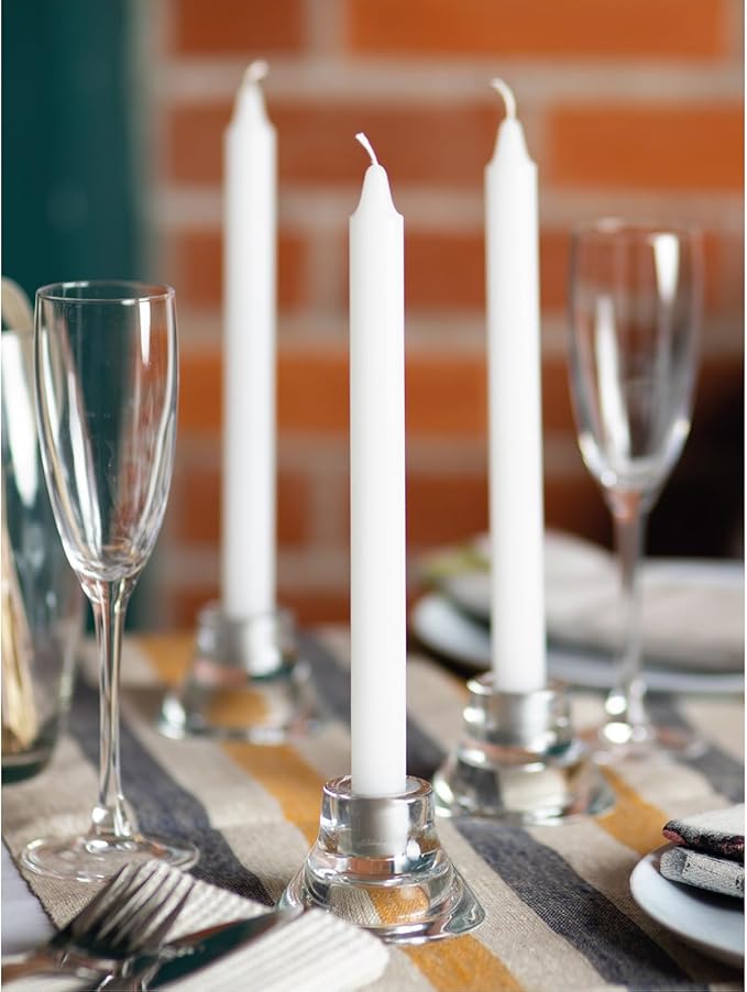 CANDWAX White Taper Candles Pack of 4 - Slow Burning Dripless Unscented Straight Candles 12 inch - Ideal for Dinner Table - Smokeless Long Candlesticks