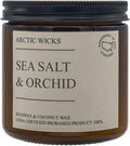 Sea Salt & Orchid Candles | Arctic Wicks Coconut Beeswax Candles | 16oz Amber Scented Candle for Spring Summer Decor Gifts Marine Ocean Mist Sea Salt Beach Non-Toxic Candle | USDA Certified Biobased