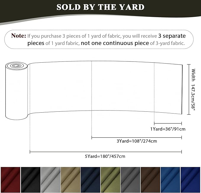 Foreate Waterproof Canvas Fabric by The Yard 600D Fade & UV Resistant Indoor Outdoor Oxford Fabric 58” W Upholstery Polyester Material for Patio Chairs Tent Camping DIY, 1 Yard Army Green