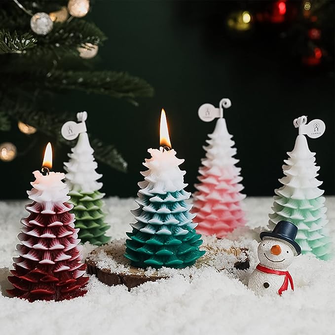 ZAKVOOR 3D Large Christmas Tree Shape Candle Mold Pine Tree Shape Silicone Mold for DIY Candle Making, Holiday Crafts, Soap Molding, Resin Casting
