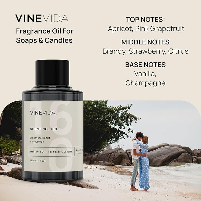 VINEVIDA [4 oz] Honeymoon; Fragrance Oil for Candle Making and Soap Making - Premium Candle Scents for Soy Candles