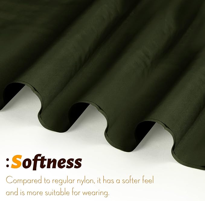 Vonty Waterproof Ripstop Nylon Fabric - 60 Inch Wide, Dark Olive, Lightweight, Tear-Resistant, Easy-to-Sew, Waterproof Coating, Ideal for Outdoor Projects