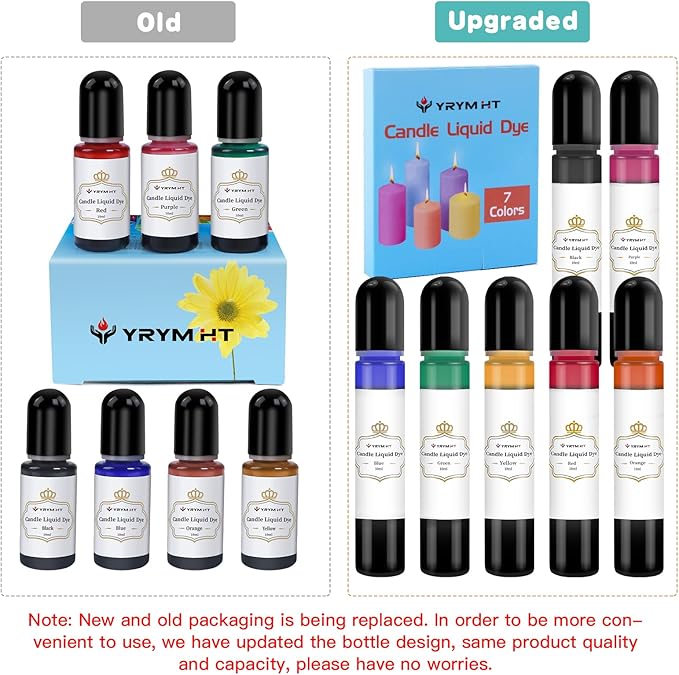 YRYM HT Candle Dye - 7 Colors Candle Making Liquid Dye,Candle Color Dye Set for Candles Making（7 Bottle）