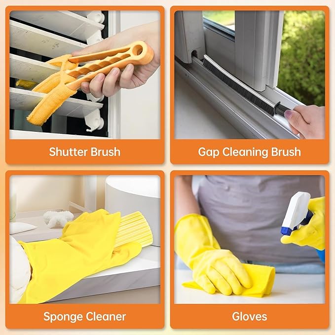 CALBEAU Ceiling Fan Cleaner Duster with 60 inch Extension Pole, Dusters for Cleaning High Ceiling Fan Blades, Dusters Kit with Storage Bag, Cleaning Tools for Families (14pcs)