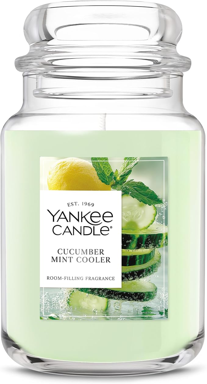 Yankee Candle Cucumber Mint Cooler Scented Candle, 22oz Large Jar with up to 150 Hour Burn Time, Giftable