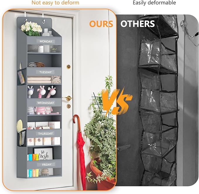 VERONLY Over The Door Organizer Storage, 5 Shelf Hanging Organizer with 4 Large Capacity Pockets, Anti Tilt 44 lb Load Behind Door Organizer for Bedroom, Bathroom, Pantry, Nursery