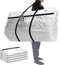 Windyun 4 Pack 69 Gallon Extra Large Moving Bags XXL Heavy Duty Storage Bag with Strong Zipper Handle Jumbo Big Tote Box Foldable for College Dorm Travel Clothes Duffle Blanket Pillow(Transparent)