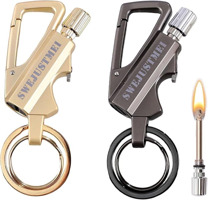 2Pcs Permanent Match Infinity Lighter with Multitool Keychain Bottle Opener