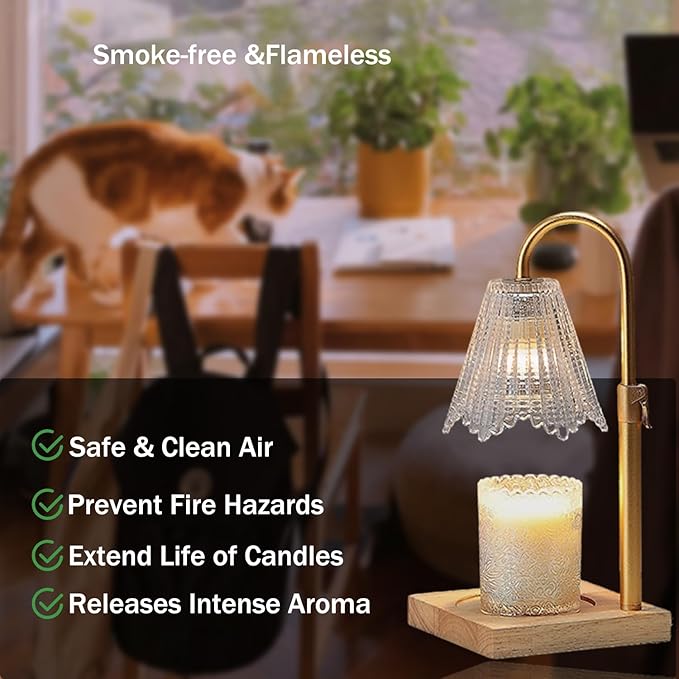 Elecstars Candle Warmer Lamp with Timer, 4 Brightness Levels and Height Adjustable,Gifts for Women,House Warming Gifts,Home Decor,Wax Melts Warmer.