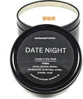 Anchored Northwest - Date Night Travel Tin Candle, 6oz BlackMetal Tin, American Cedar Wood Wick, Hand Poured, Essential Oil Blend 100% Soy Wax, 35+ Hour Burn