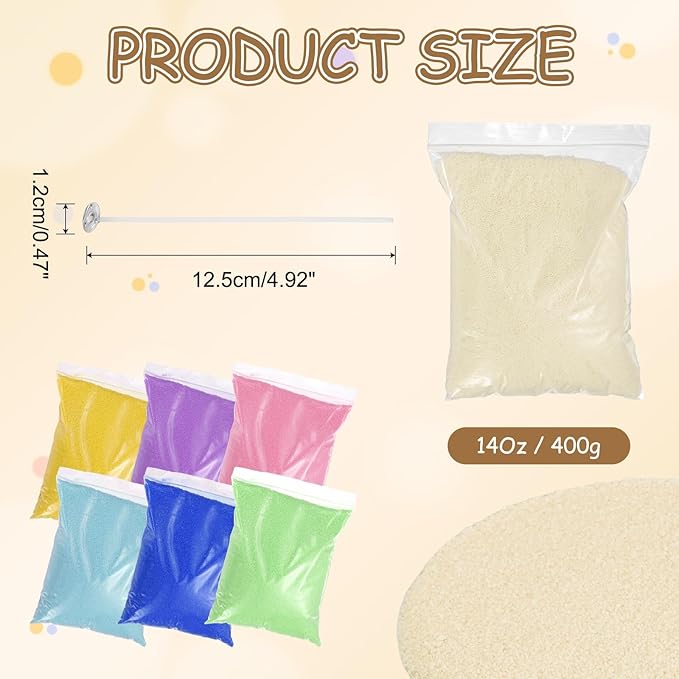 MECCANIXITY Pearled Sand Candles with 30 Pcs Wicks 14Oz / 400g Candle Beads Refillable Powder Sand Wax Making Kit for Thanksgiving Christmas Wedding Party DIY Home Crafts, Beige