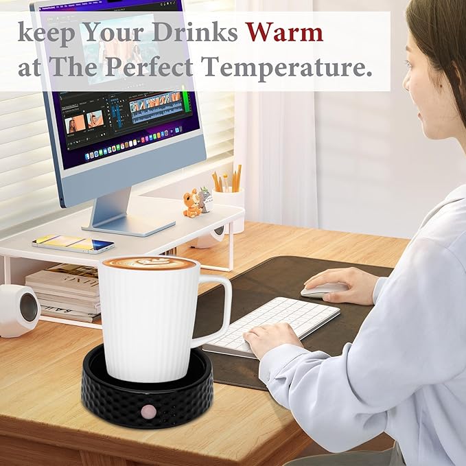 Electric Large Candle Warmer Plate - Ceramic Candle Wax Warmers for Jar Candles, Coffee Mug Warmer, Cup Warmers for Home Office, Aromatherapy Fragrance and Heating Beverage (Black Honeycomb)