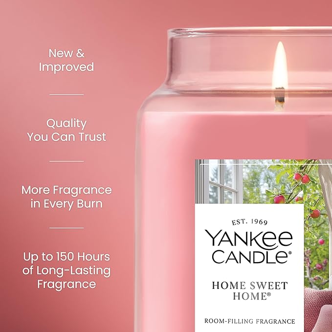 Yankee Candle Home Sweet Home Scented Candle, 22oz Large Jar, Up to 150 Hour Burn Time, Giftable