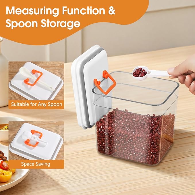 Airtight Food Storage Containers Set with Lids, Top Pop Cereal Container with One Button Control, BPA-Free Stackable Food Containers for Cereal Snack Coffee Sugar (4 Pack-2.3Qt, 1.7Qt, 1.0Qt, 0.7Qt)