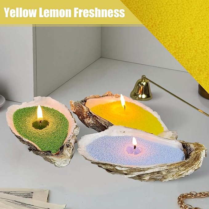 Pearled Candle 18oz(1.1lb)–MANNYCOM Yellow Lemon Scented with 30 Cotton Wicks Refillable Candles Burns up to 110 Hours Non Toxic for Handmade Wedding and Party Decorations