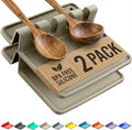 Cooler Kitchen Sage Silicone Spoon Rest for Stove Top with Drip Pad (Two Pack) - Heat Resistant BPA Free Utensil Rest & Spoon Holder for Kitchen Counter - Grill Utensil Holder - Spatula Holder
