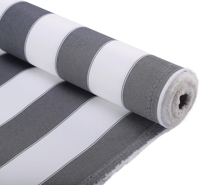 Stripe Canvas Awning Fabric Waterproof Outdoor Fabric 60" Black/White (1 Yard)