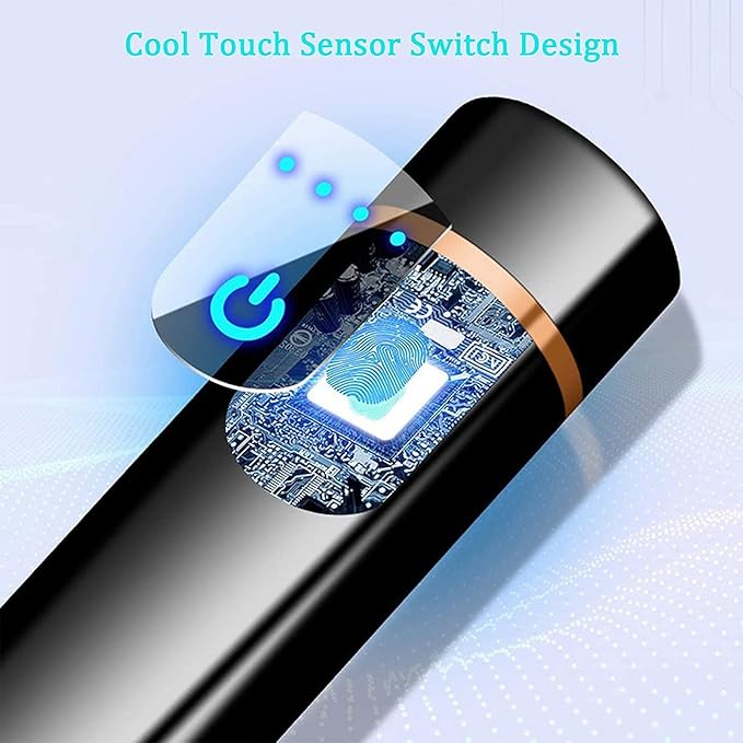 Electronic Lighter, Cool Electric New Upgrade USB Rechargeable Lighter Touch Ignition Windproof Flameless Lightweight Plasma with Power Indicator for Cigarette,Paper (Red)