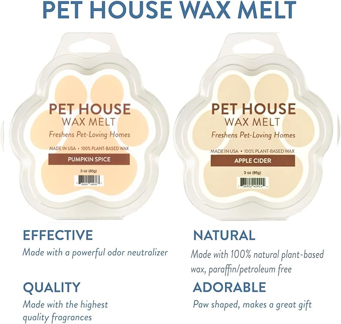 One Fur All Pet House Scented Wax Melts for Warmer - Long-Lasting Pet Friendly Plant Based Soy Wax Melts - Apple Cider and Pumpkin Spice