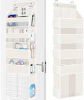 WISELIFE 5-Tier Over the Door Organizer for Hanging - 50LB Heavy-Duty Back of Door Organizer with 5 Spacious Pockets & 13 Mesh Pockets, Multipurpose Storage for Nursery, Bedroom, Closet(1 Pack, Beige)