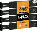 Bambüsi 4 Pack Drawer Dividers - 2.6" High, 16-22" Adjustable Drawer Bamboo Organizers for Clothes, Expandable Dresser Separators in Bedroom/Bathroom/Kitchen/Office Organization and Storage (Black)