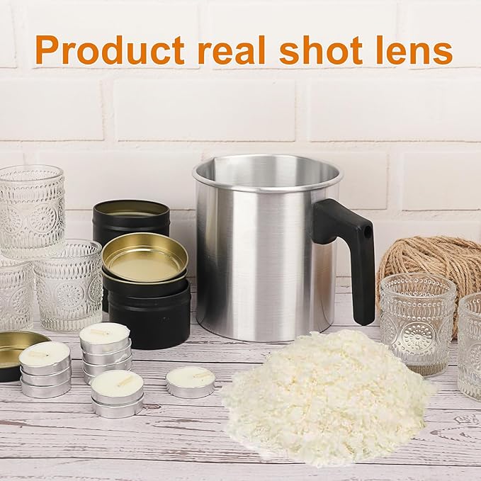 GENHAKON 2 PCS Candle Making Pouring Pot, 2 Pounds Silver Candle and Soap Wax Melting Pot, Metal Candle Pouring Pitcher, Perfect for Soap and Home Handmade Candles, Melted Chocolate and More
