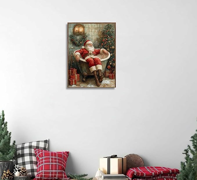 Paint by Number Kit for Adults & Kids, Santa in Bathtub Christmas DIY Painting Kit, 16x20 Inch Canvas, Holiday Gift Home Decor Art Project Unframed