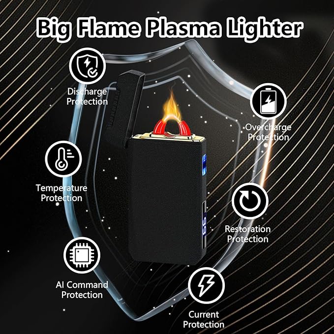YOZWOO Rechargeable Electric Lighter USB C Electronic Lighters High Power Flame Arc Plasma Lighter Windproof Camping Lighters with Long Battery Life for Home and Outdoor (Frosted Black)