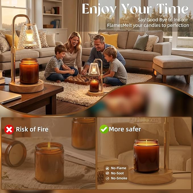 Glimra 2 Pack Candle Warmer Lamp with Timer,Dimmable Adjustable Height Candle Heater Birthday Gifts for Women Mom Sister Friends,House Warming Gifts New Home Candle Lamp Warmer with 4 Bulbs