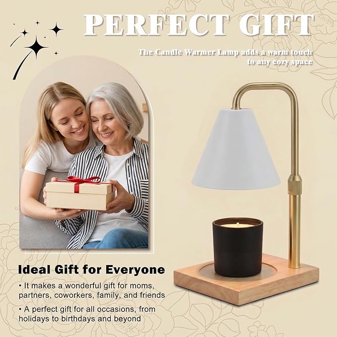 Candle Warmer Lamp with Timer - Wireless Remote Control, Gifts for Mom Grandma, Birthday Gifts, Mothers Days Gifts, House Warming Gifts New Home Decor,White