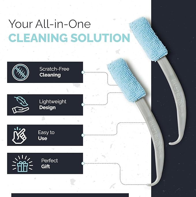Reusable Microfiber Duster & Crevice Cleaning Brush | Versatile Cleaning Tools for Blinds, Window Tracks, Shutters, Baseboards, Kitchen Gaps | Microfiber Window & Space Cleaner (Pack of 2)